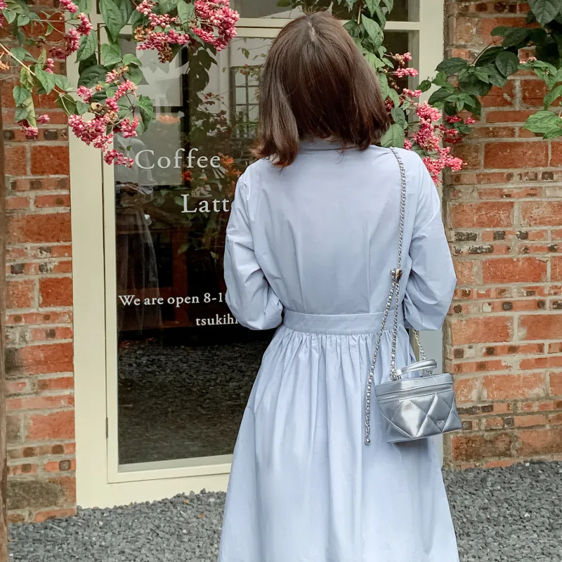 Fstudio Long Sleeved Shirt Dress Women's Blue-2