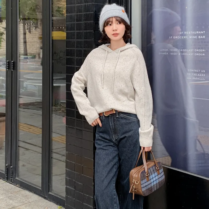 Fstudio Fall And Winter Korean Style Hooded Design Solid Color Inner Layer Wool Sweaters Women's-21