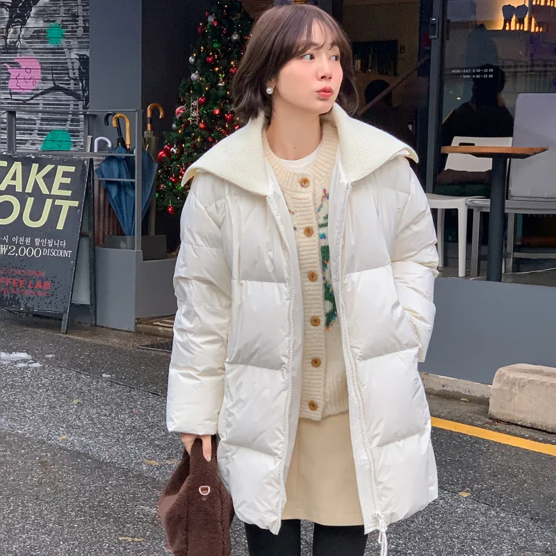 Fstudio Fall And Winter Korean Commute 90 Fill Power White Duck Down Long Down Jacket Coat Women's White-2