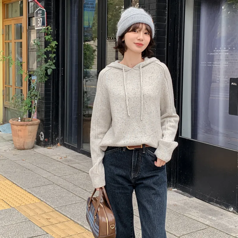 Fstudio Fall And Winter Korean Style Hooded Design Solid Color Inner Layer Wool Sweaters Women's-20
