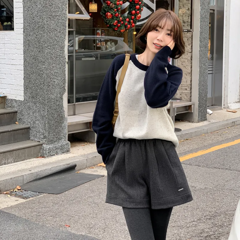 Fstudio Korean Style Fashion Warm Woolen Casual Shorts Women's Dark Gray-4
