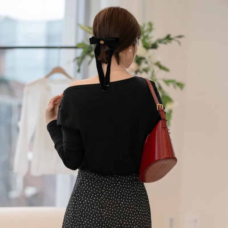 Fstudio Spring Korean Style Design Versatile Crew Neck Base Layer Shirt Women's-11