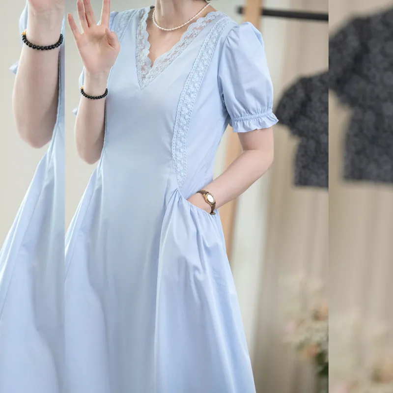 Fstudio Short Sleeved Dress Women's Blue-3