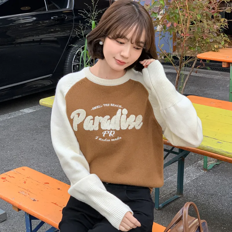 Fstudio Fall And Winter Korean Style Letter Multicolor Top With Advanced Feel Inner Layer Women's-2