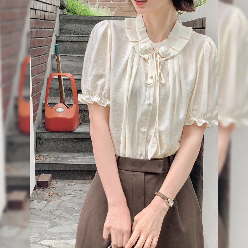 Fstudio Short Sleeved Shirt Women's Beige-2