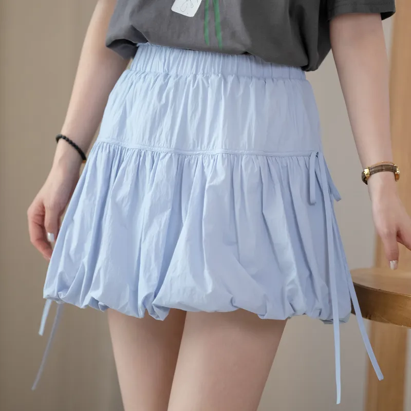 Fstudio Puffy Skirt Casual Short Skirts Women's Blue-3