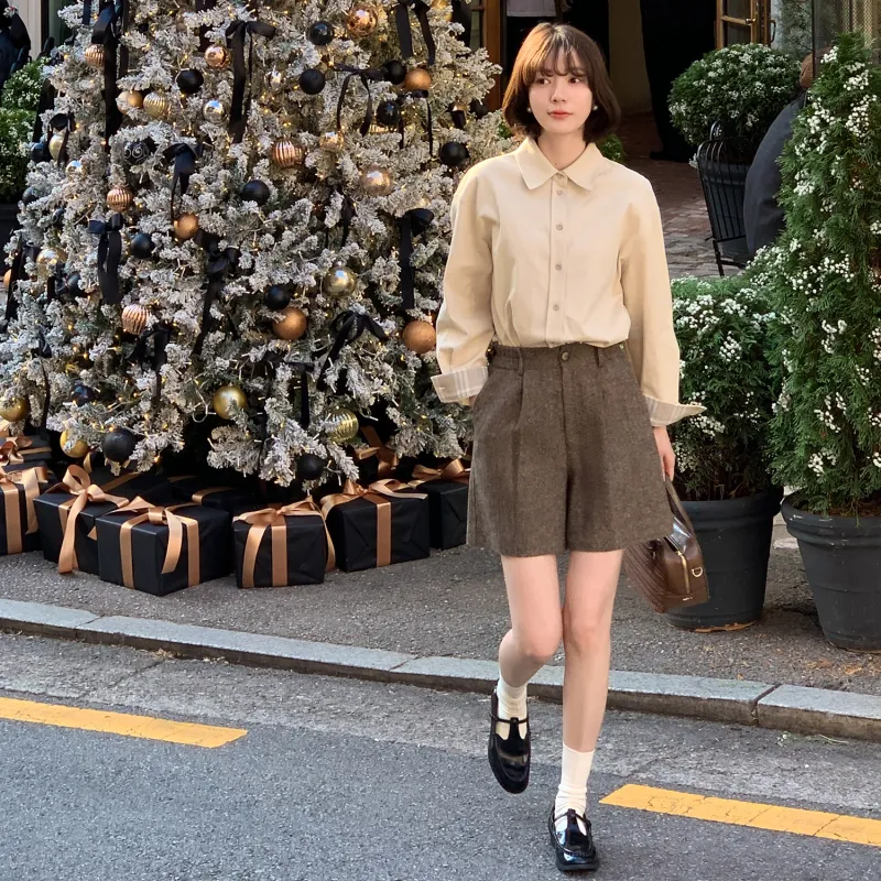 Fstudio Fall And Winter Korean Style Elegant Multicolor Shirt Women's Apricot-3