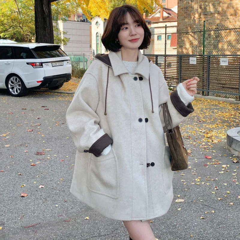 Fstudio Fall And Winter Korean Elegance Commute Mid Length Coat Women's Apricot-5