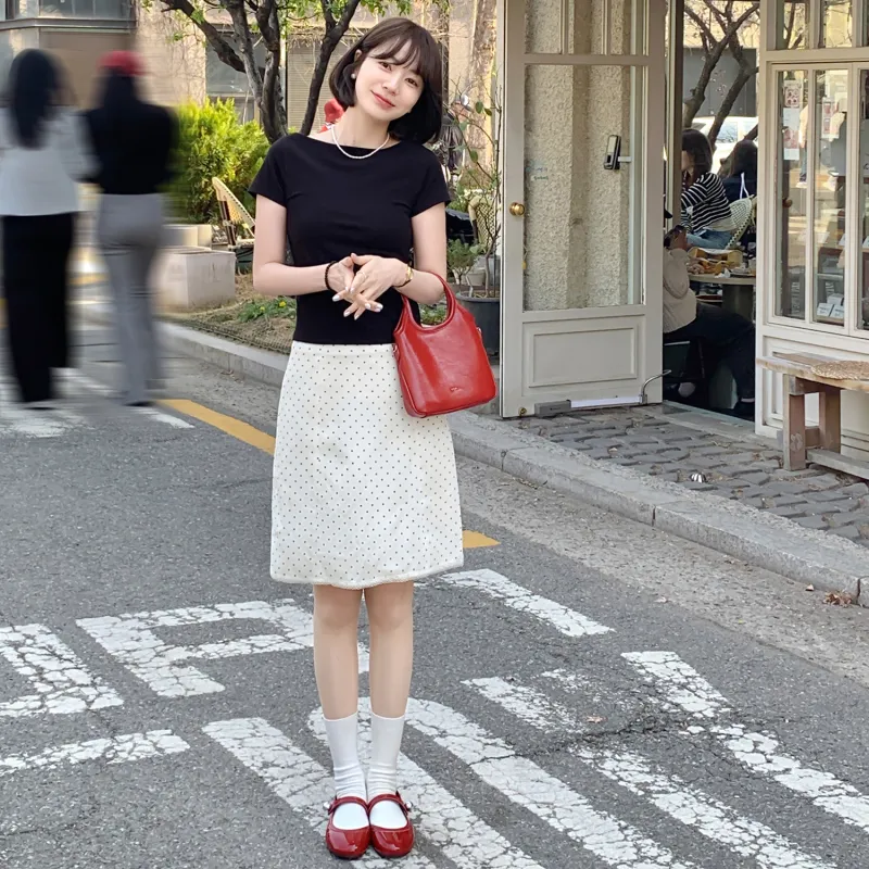 Fstudio Summer High Rise Petite Boat Neck Short Sleeved T Shirts Women's-13