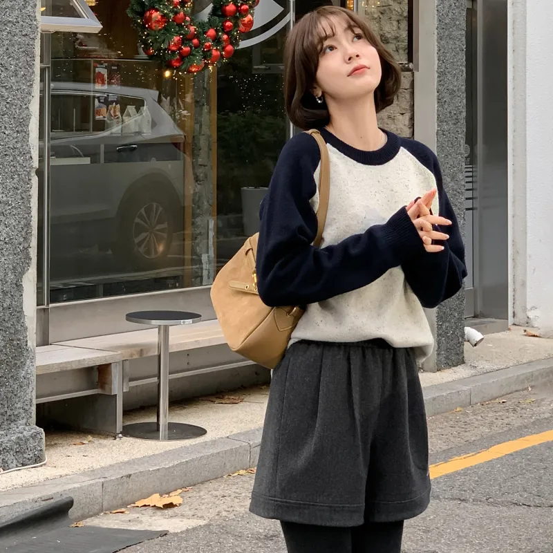 Fstudio Korean Style Fashion Warm Woolen Casual Shorts Women's Dark Gray-6