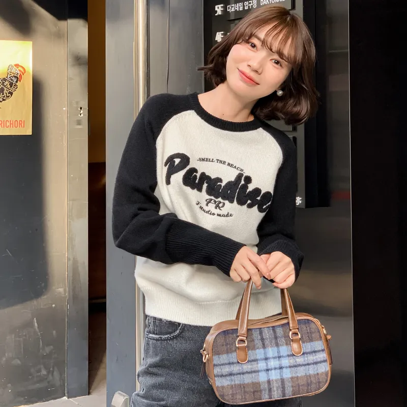 Fstudio Fall And Winter Korean Style Letter Multicolor Top With Advanced Feel Inner Layer Women's-9