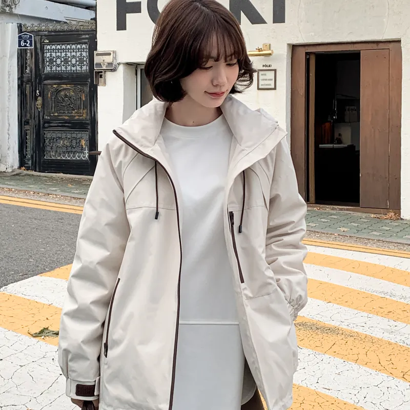 Fstudio Fall And Winter Korean Elegance Cropped Down Jacket Women's Beige-7
