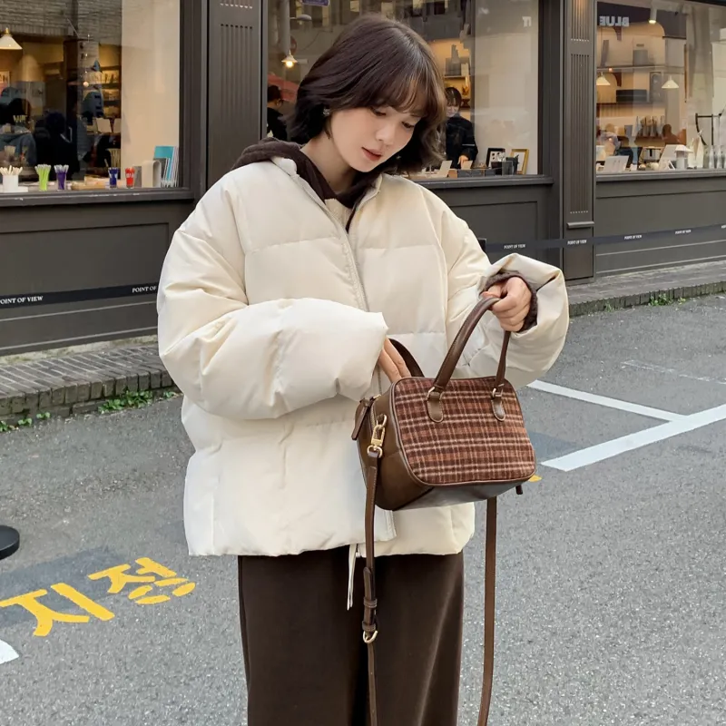 Fstudio Korean Commute Loose Fit Petite Cropped Down Jacket Women's Apricot-7