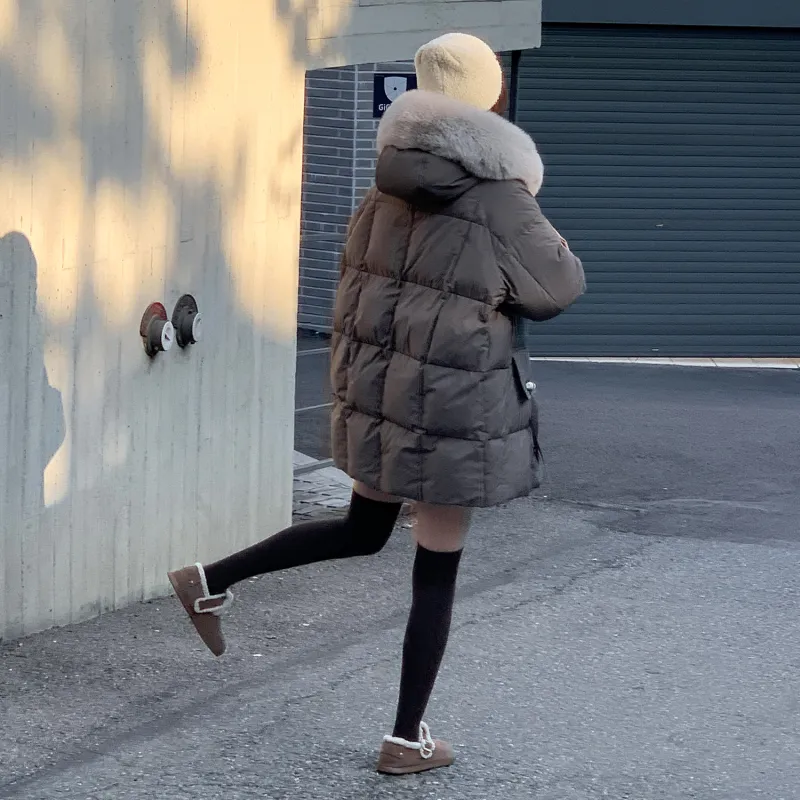 Fstudio Korean Style Long And Languid 90 Fill Power White Duck Down Fur Collar Down Jacket Coat Women's-2