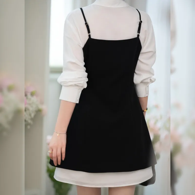 Fstudio Spring Korean Elegance Cinched Waist Stylish Shirt Matching Set Women's Black-2