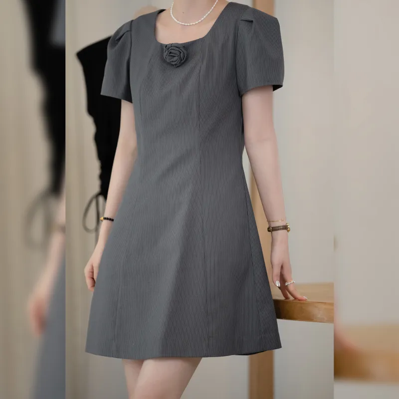 Fstudio Short Sleeved Dress Women's Gray-4