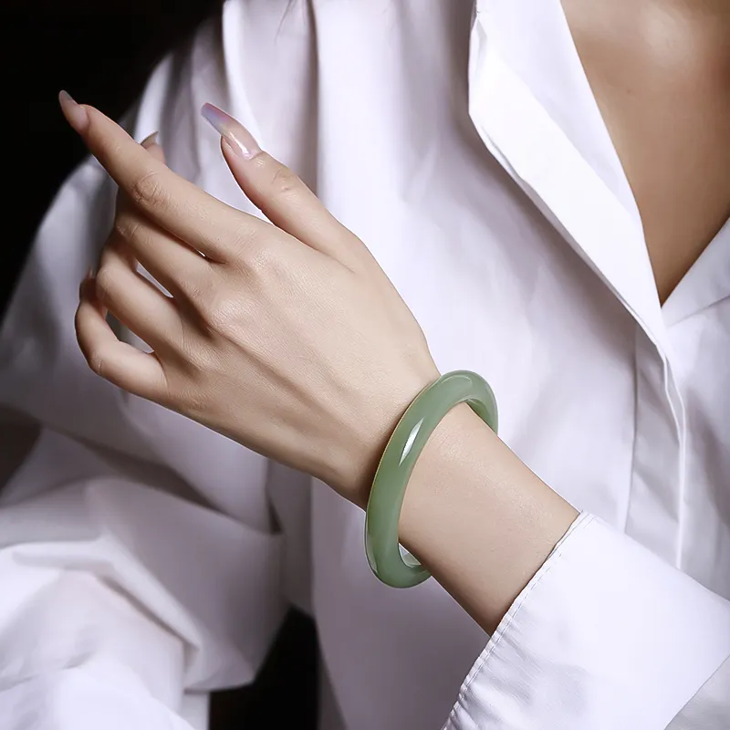 LIYUNMUXUE Hetian Jade Bangles White Jade/Pale Greenish White Jade Women's-1