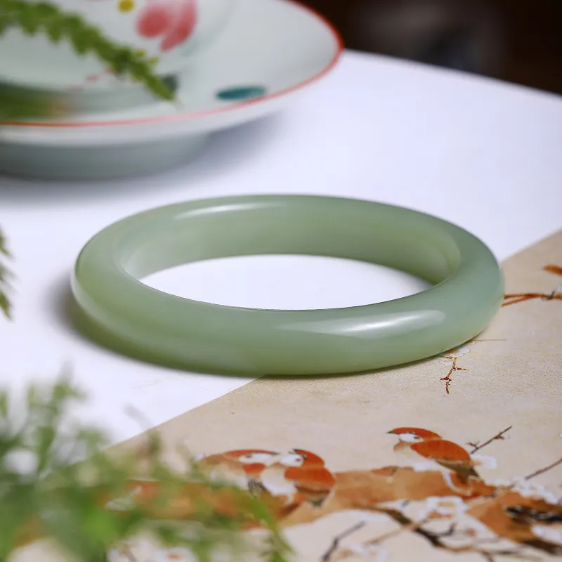 LIYUNMUXUE Hetian Jade Bangles White Jade/Pale Greenish White Jade Women's-2