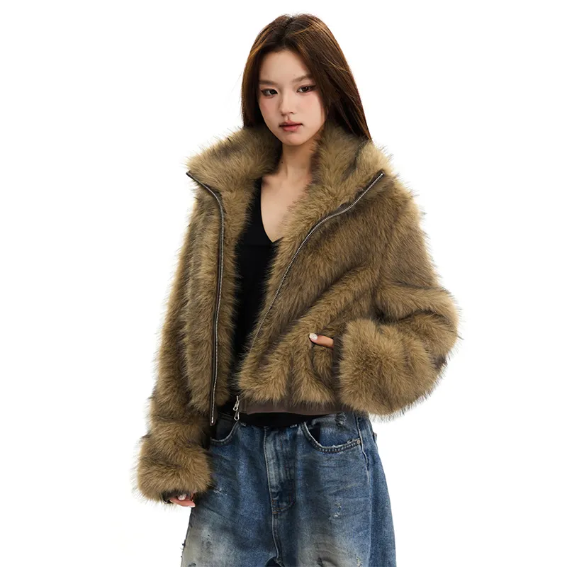 APEA Cropped Coats Women's Yellow Coffee-3