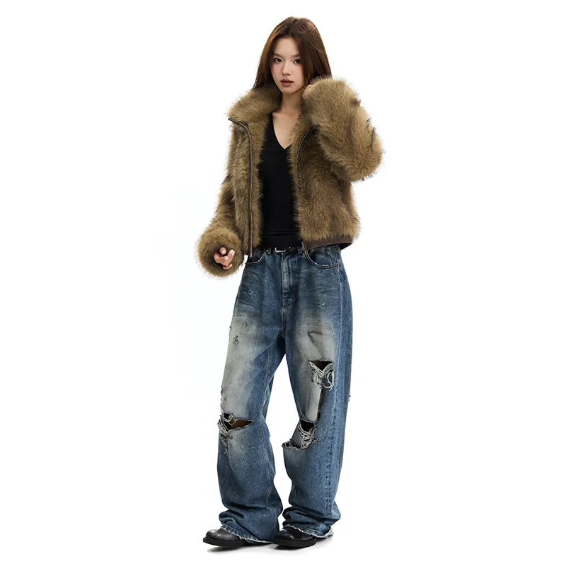 APEA Cropped Coats Women's Yellow Coffee-5