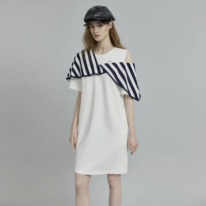 ELLE Short Sleeved Dress Women's White-5