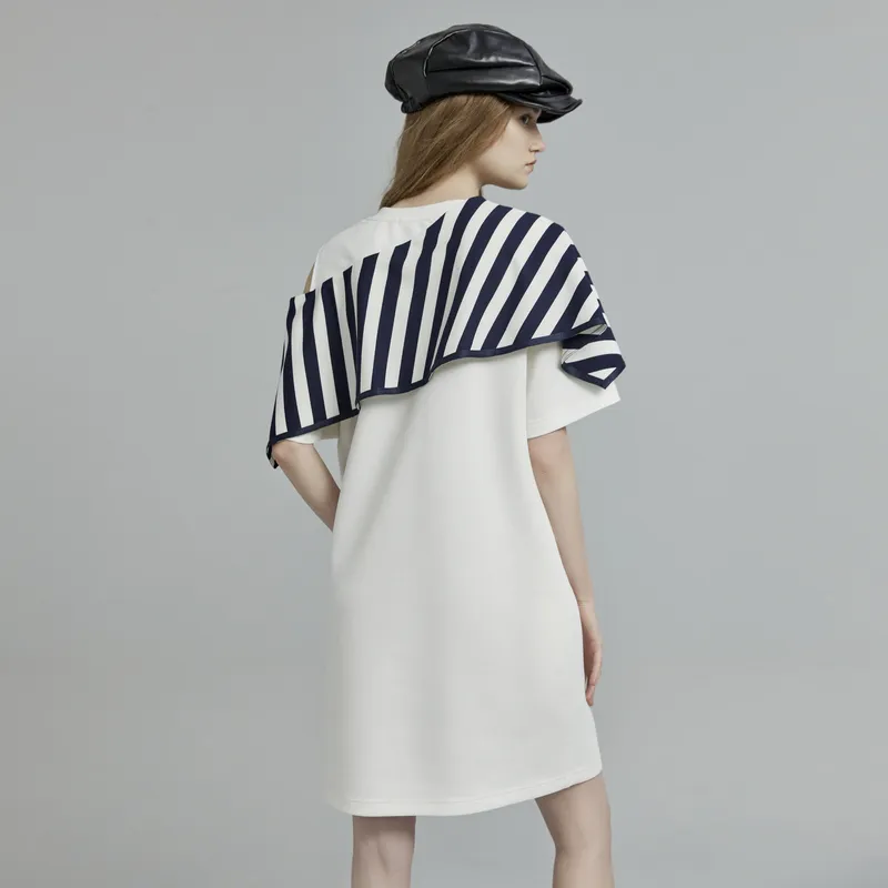 ELLE Short Sleeved Dress Women's White-3