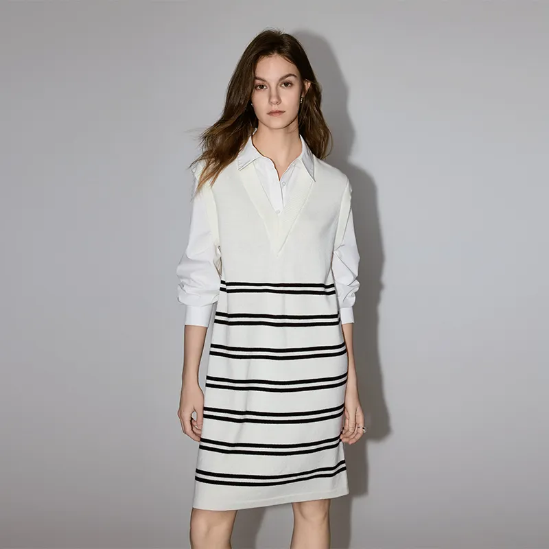 ELLE Long Sleeved Skirt Winter Women's Ecru-4
