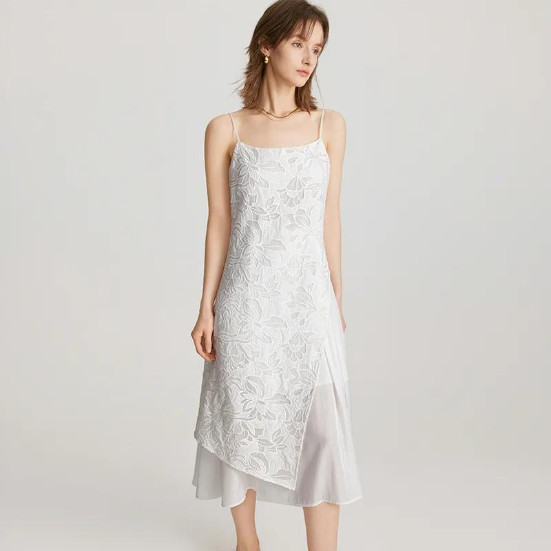 ELLE Slip Dresses Women's White-4