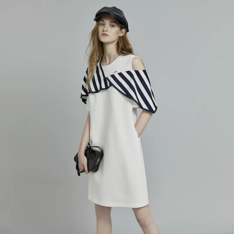 ELLE Short Sleeved Dress Women's White-2