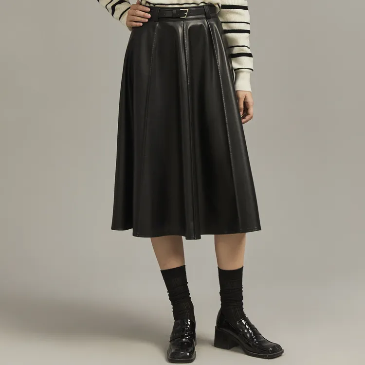 ELLE Leather Long Skirts Women's-8