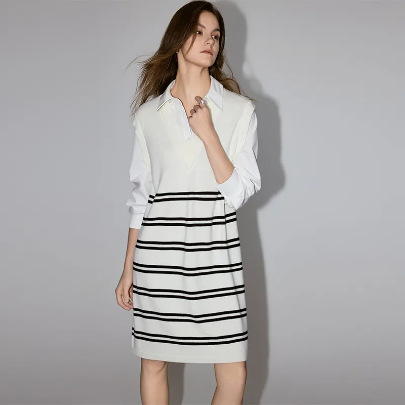 ELLE Long Sleeved Skirt Winter Women's Ecru-2