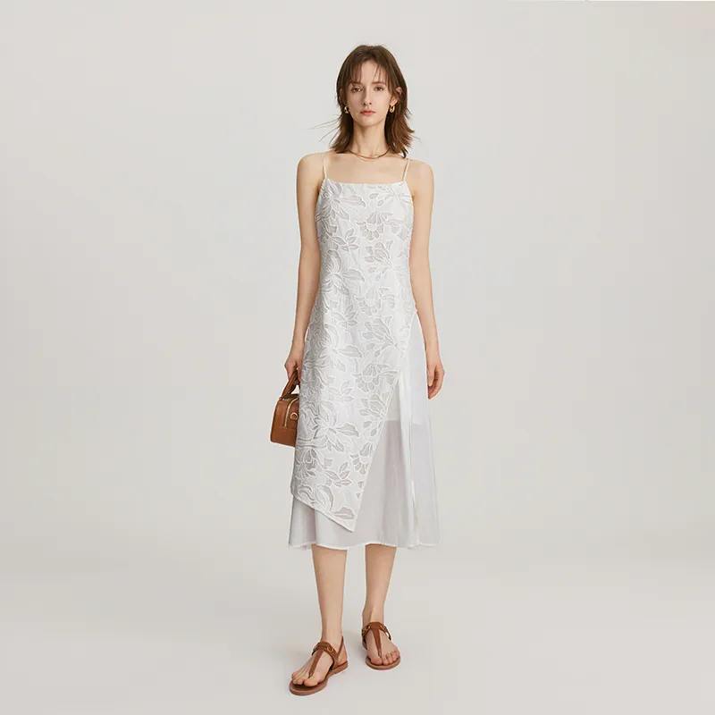 ELLE Slip Dresses Women's White-2