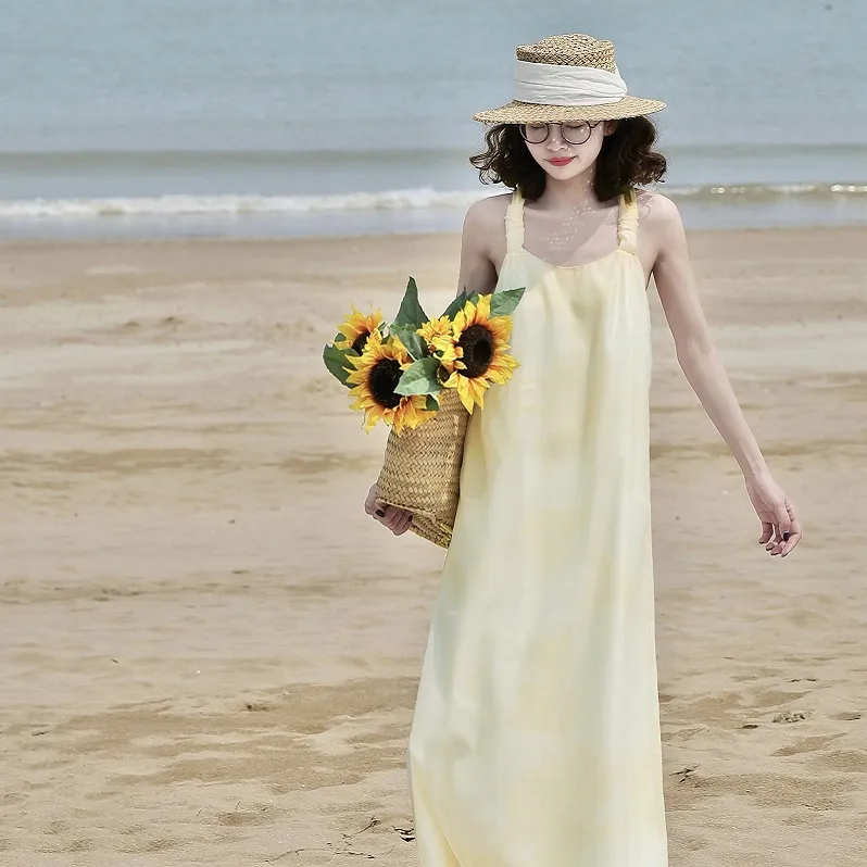 ELLE Slip Dresses Summer Women's-5