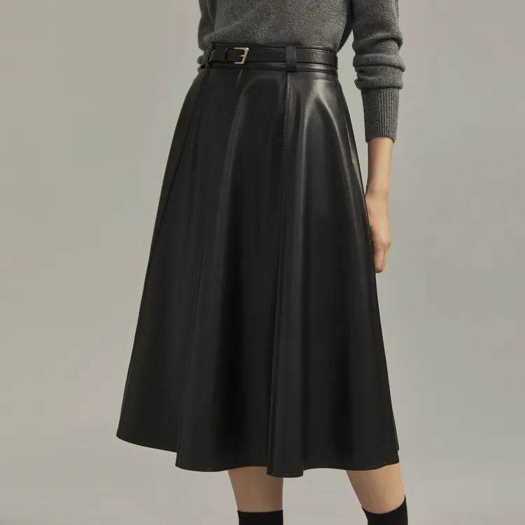 ELLE Leather Long Skirts Women's-9