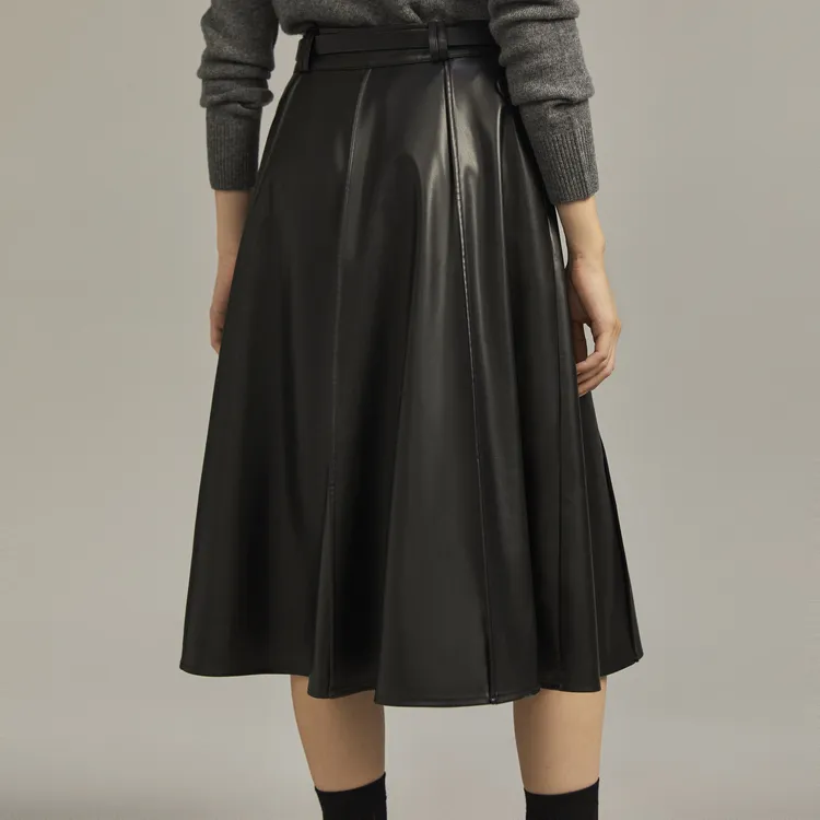 ELLE Leather Long Skirts Women's-7