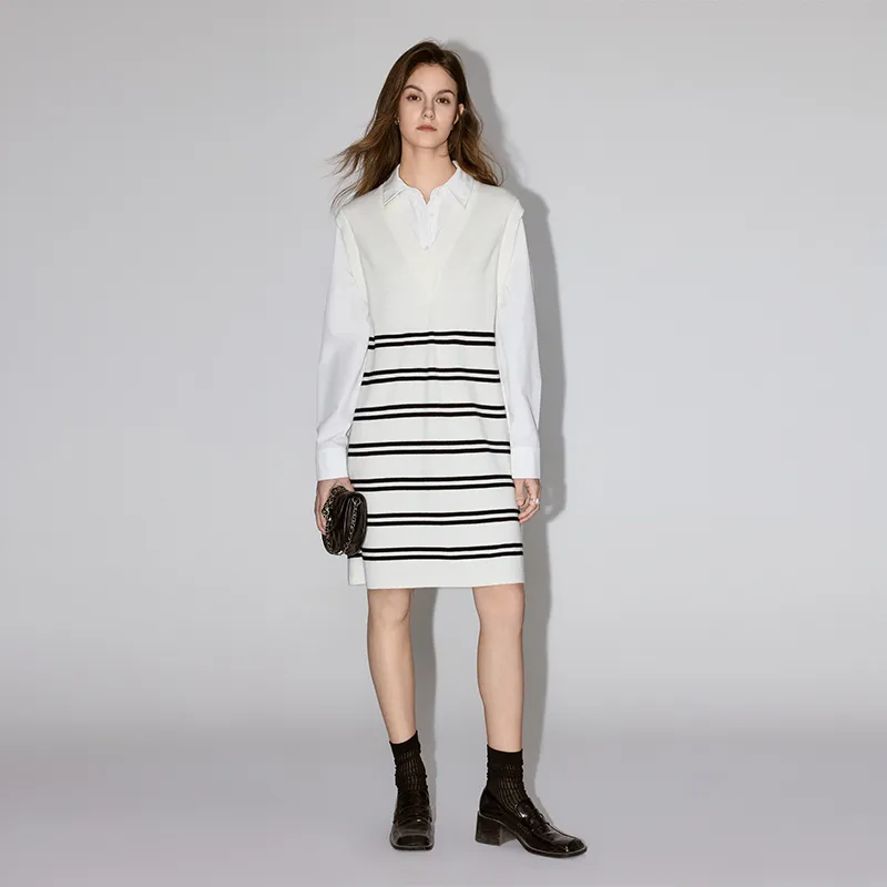 ELLE Long Sleeved Skirt Winter Women's Ecru-1
