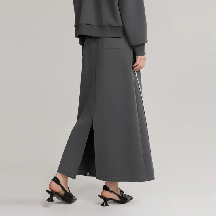 ELLE Casual Long Skirts Women's Medium Gray-5
