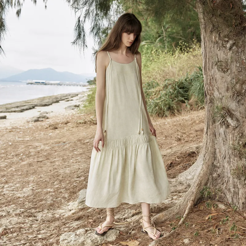 ELLE Slip Dresses Women's Light Green-3