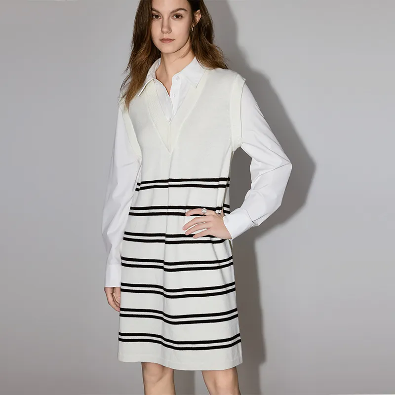 ELLE Long Sleeved Skirt Winter Women's Ecru-5