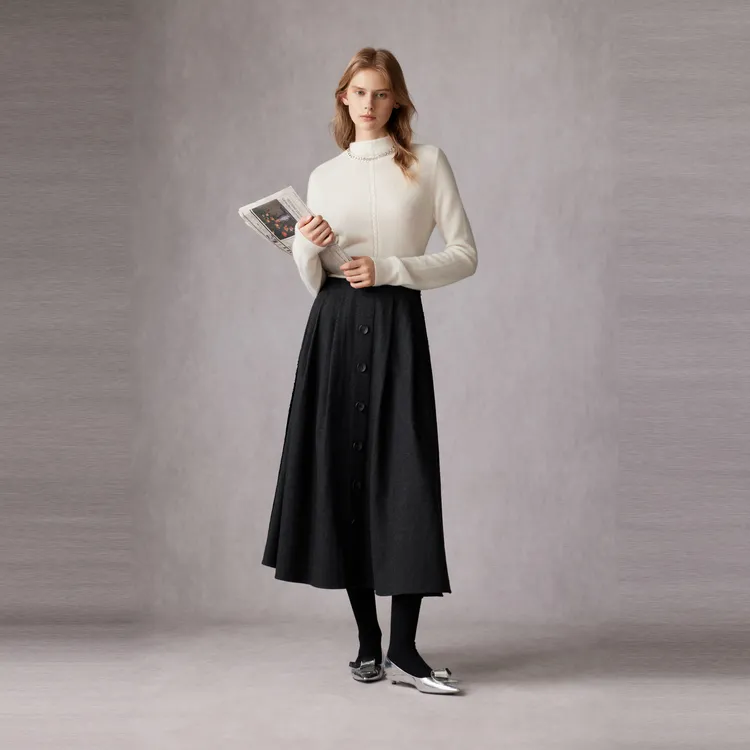 ELLE Cashmere Sweater Women's White-3