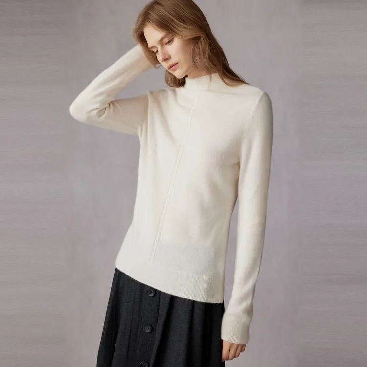 ELLE Cashmere Sweater Women's White-2