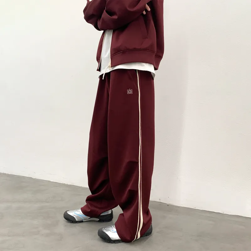 ROARINGWILD Casual Pants Unisex Maroon-5