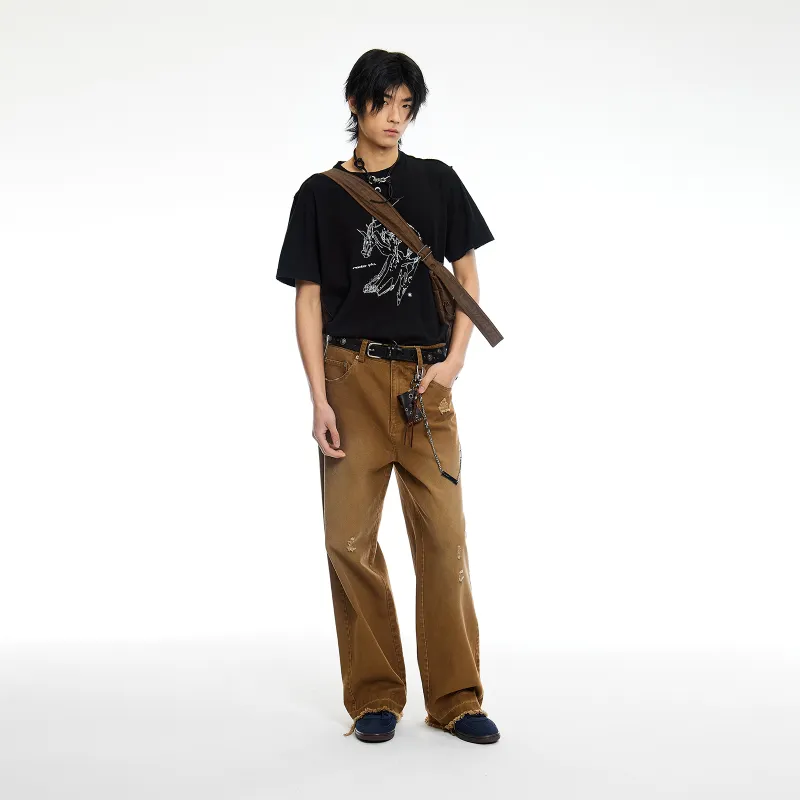 ROARINGWILD ARCH Casual Pants Unisex Brown-2