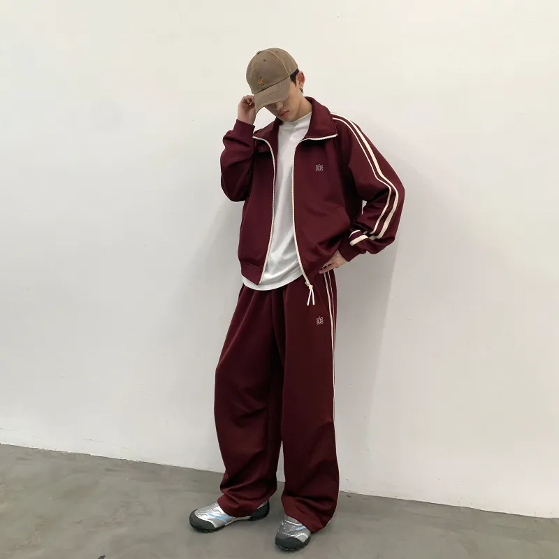 ROARINGWILD Casual Pants Unisex Maroon-3