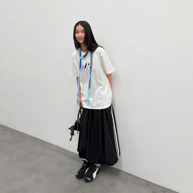 ROARINGWILD Casual Long Skirts Unisex Black-5