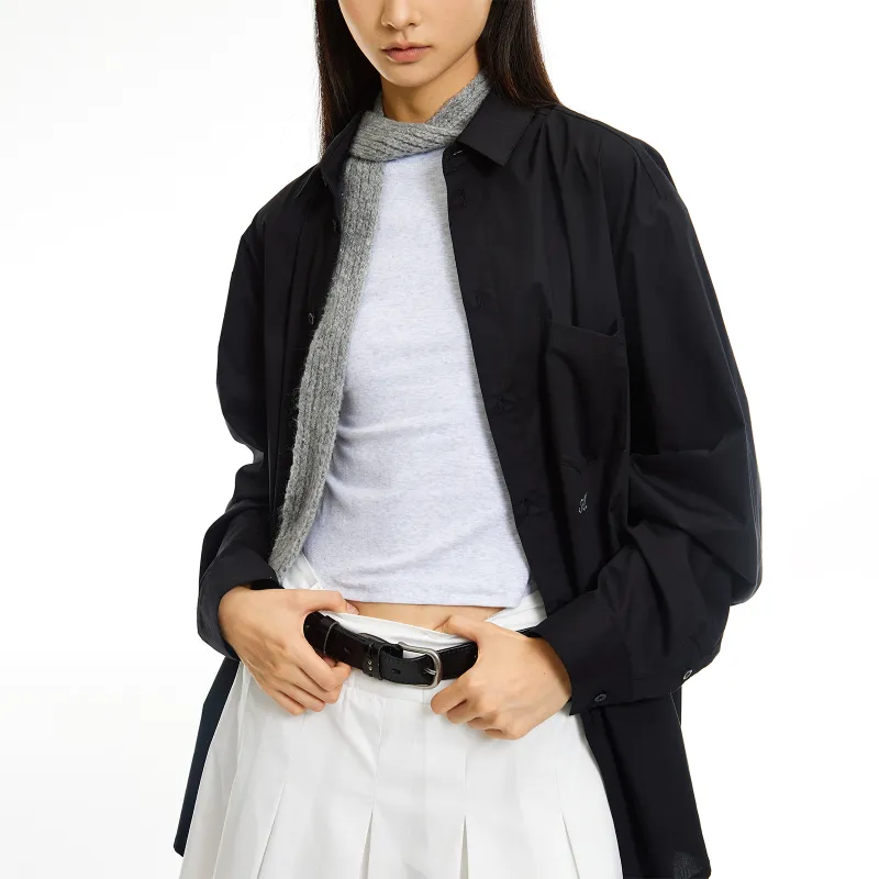 ROARINGWILD Commute Minimalist Style Long Sleeved Shirt Unisex-4