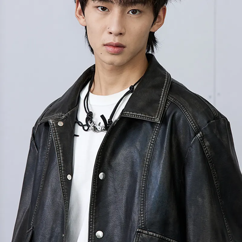 ROARINGWILD ARCH Leather Jacket Unisex Black-4