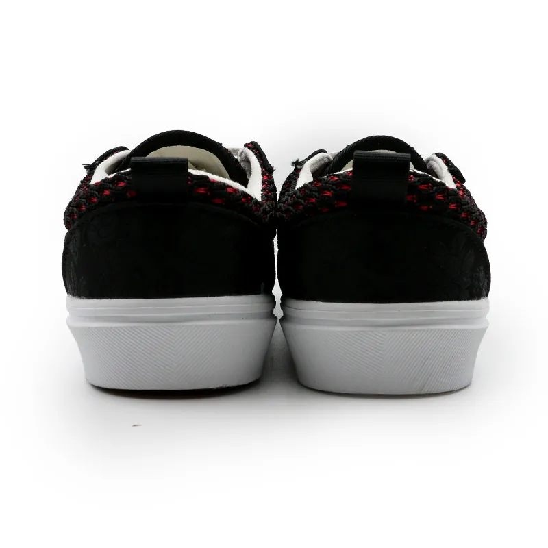 I'm Shopping Abrasion Resistant Balance Breathable Low Top Skateboard Shoes Unisex Black Red-4