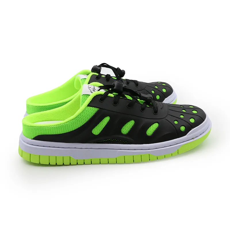 I'm Shopping Abrasion Resistant Slip Resistant Wrap toe Slippers Unisex Black Green-1