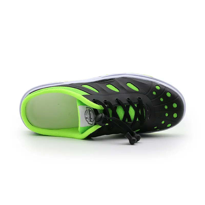 I'm Shopping Abrasion Resistant Slip Resistant Wrap toe Slippers Unisex Black Green-4